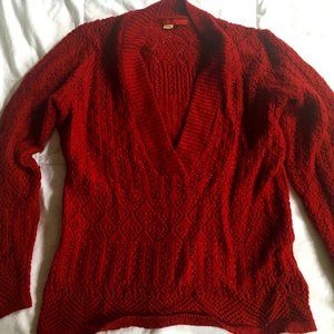Burgundy wool-blend Tapemeasure sweater